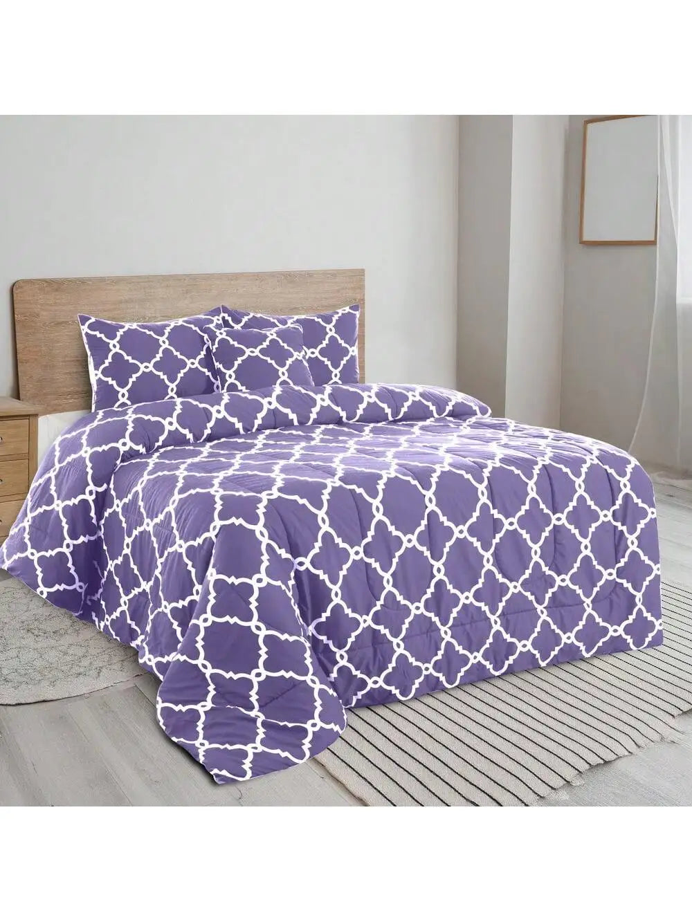 LUX Décor Reversible 5pc Comforter Set, Printed Bedding Set, Microfiber Bed in a Bag, Includes 1 Comforter, 2 Pillow Shams