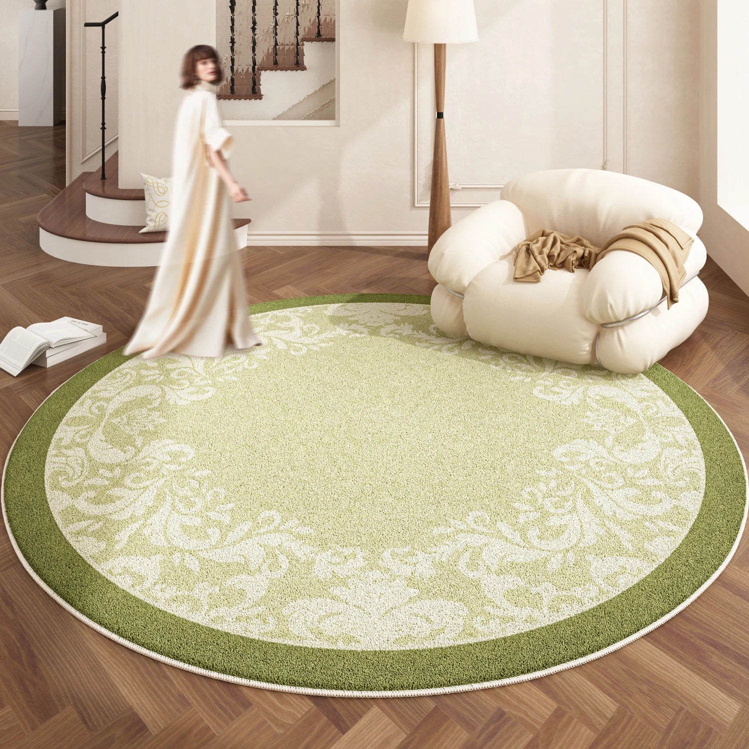 European Style Plush Round Carpet Washable