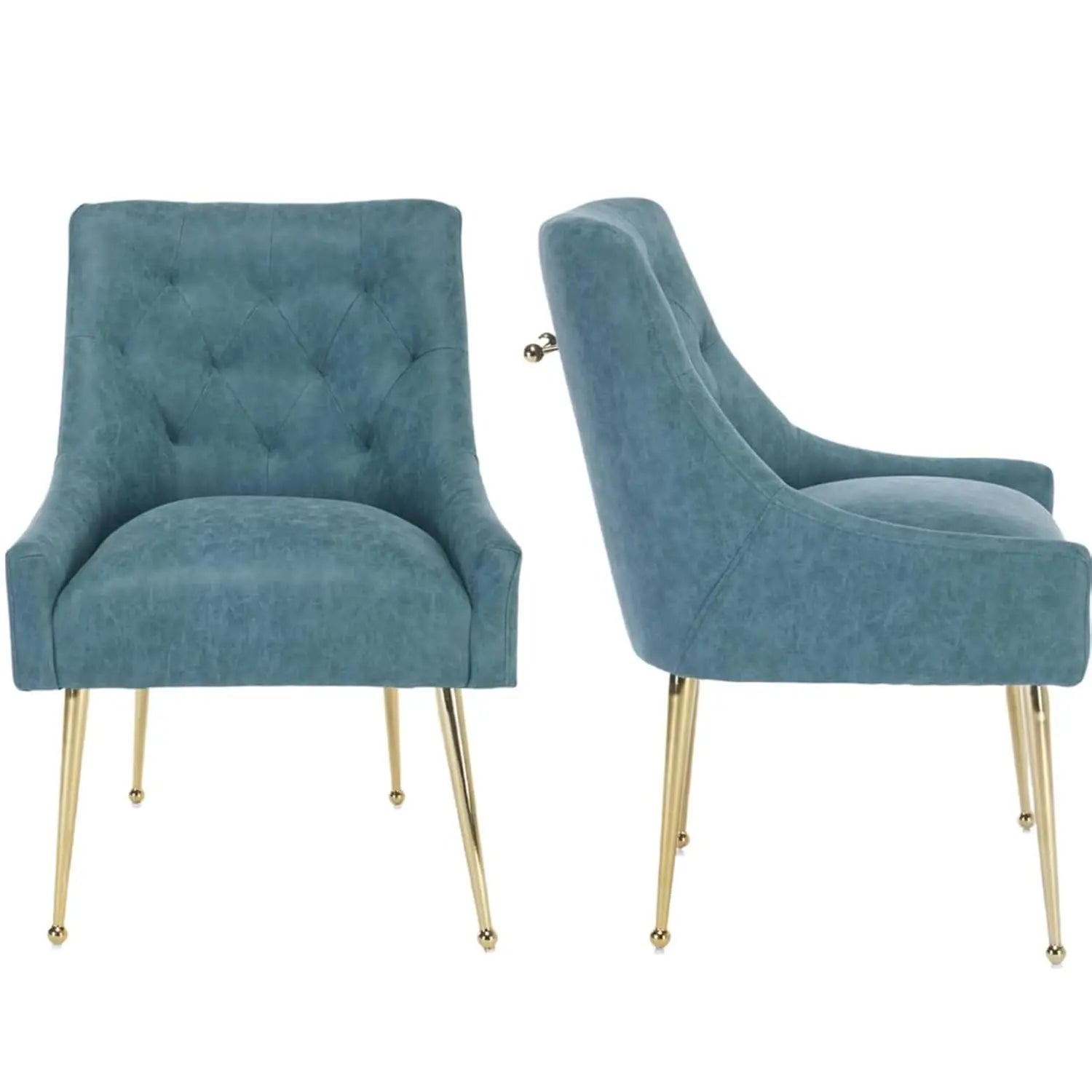 Elegant Tufted Accent Chairs for Reception, Living, Customized Dining Chair Set of 2,Modern Velvet Dining Chairs with Gold Legs