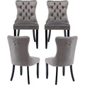 Luxury Grey Velvet Dining Chairs - Set of 4