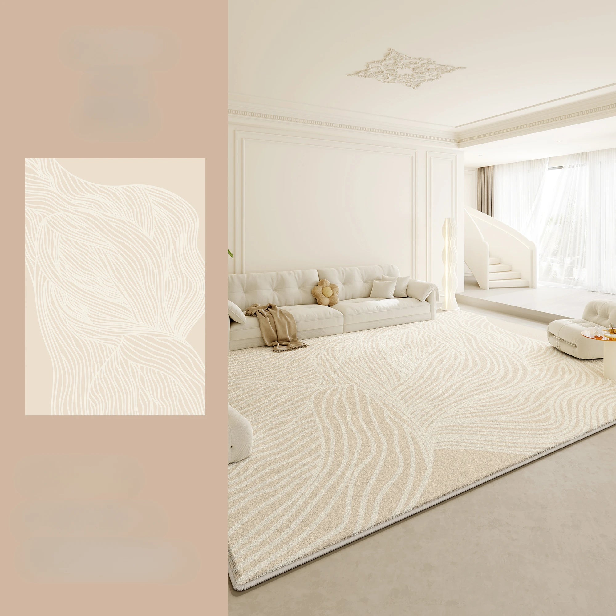 Cream Fluffy Soft Rug Thick Anti-slip
