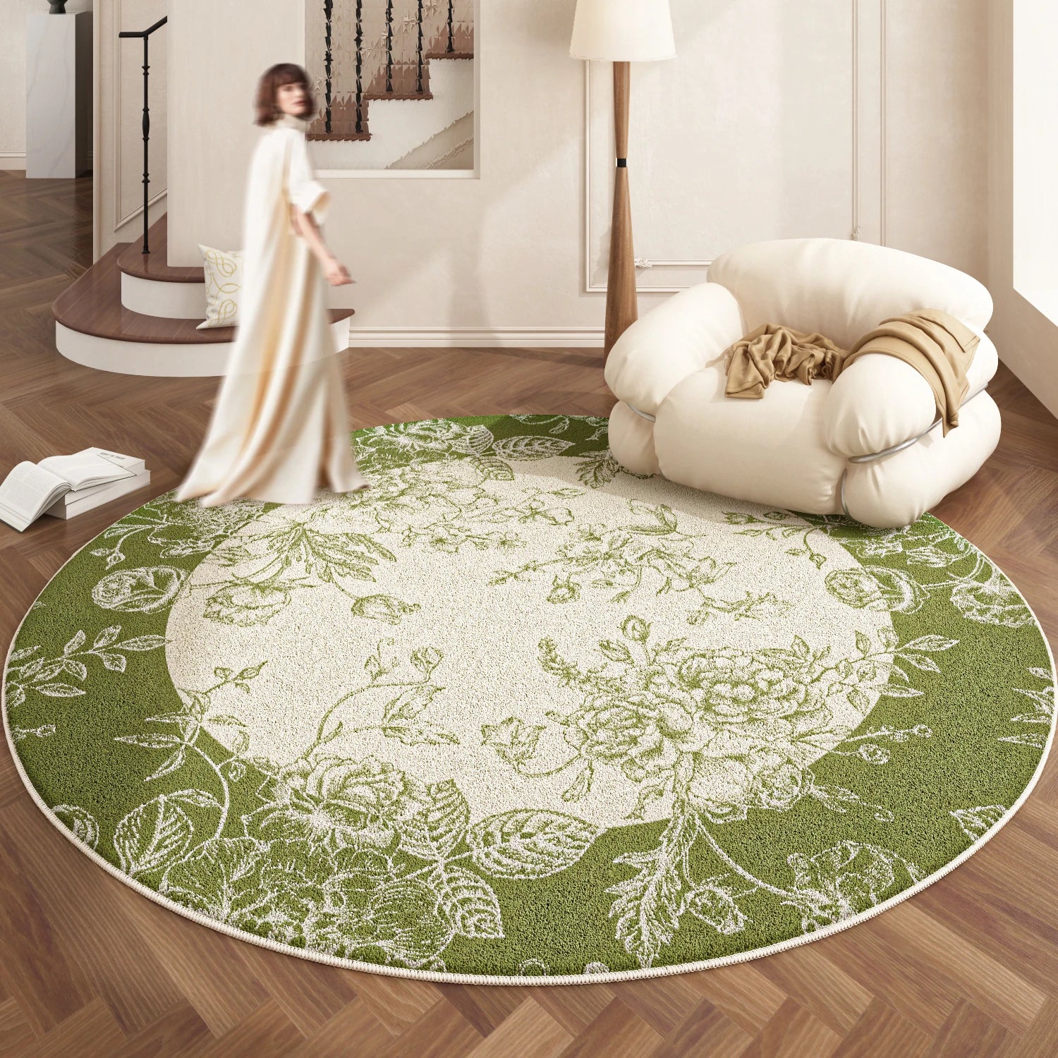 European Style Plush Round Carpet Washable