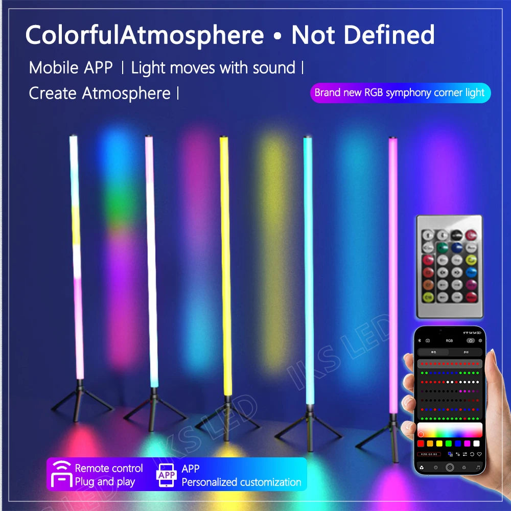 RGB LED Floor lamp 120CM  Modern Corner Floor Light Atmospheric Standing Light Indoor Home Decor Smart APP Remote Control