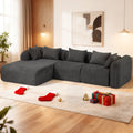 Redlife Sherpa Modular Cloud Sofa | Beige Fluffy Sherpa Deep Seat No-Assembly Sectional Couch for Small Living Room