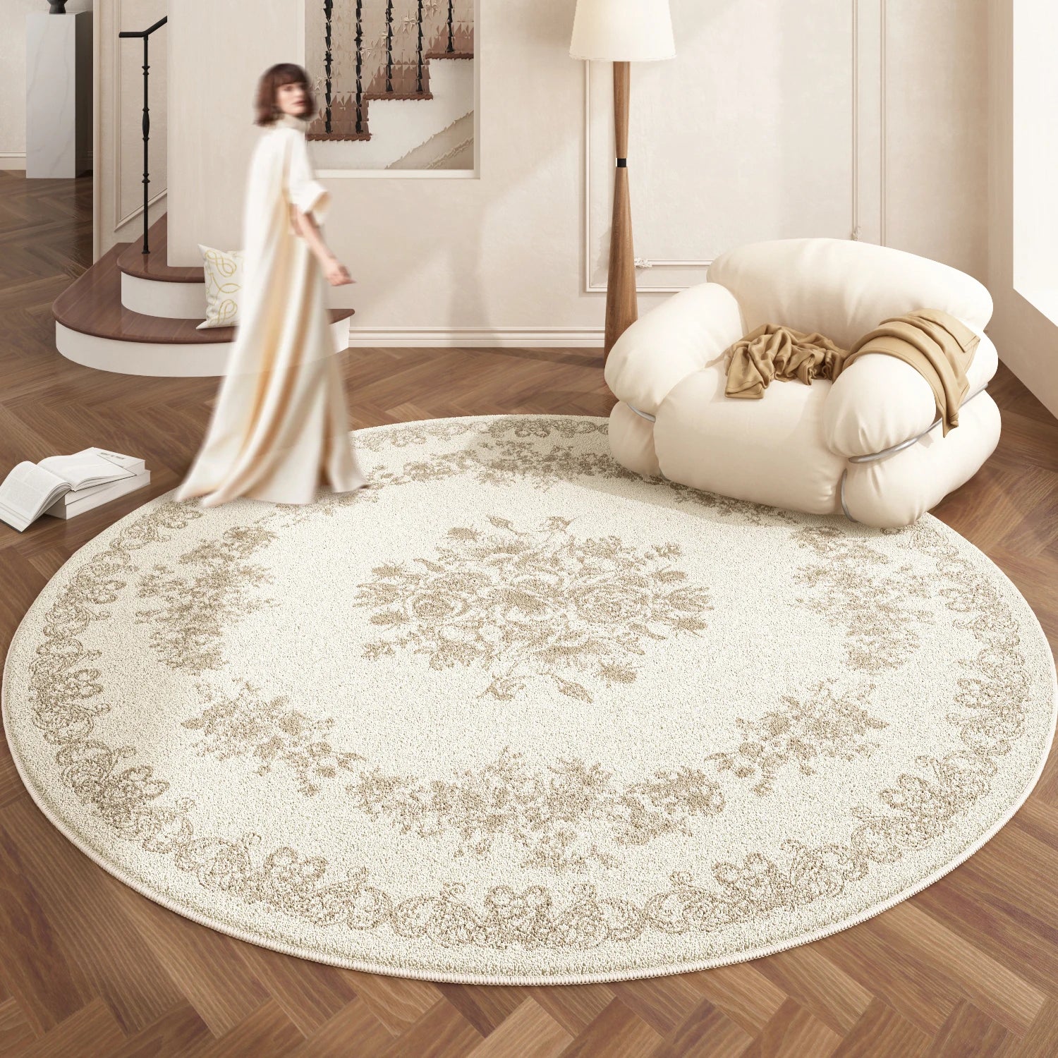 European Style Plush Round Carpet Washable