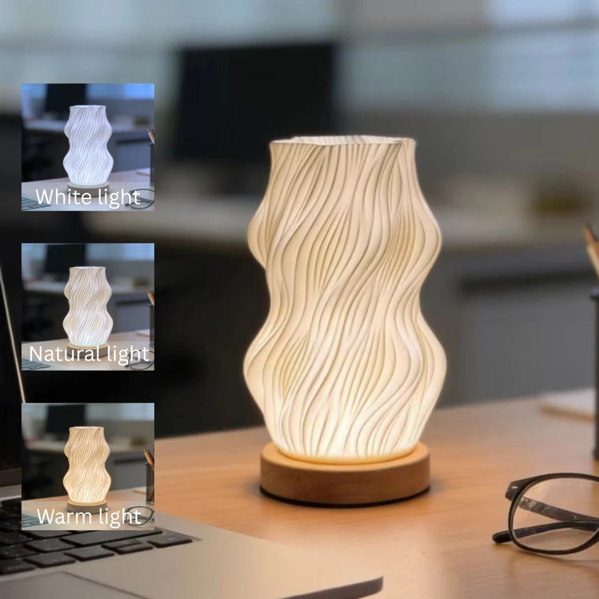 Modern creative 3D printed desk lamp, USB dimmable night light, perfect for bedroom, living room, dormitory decoration and light