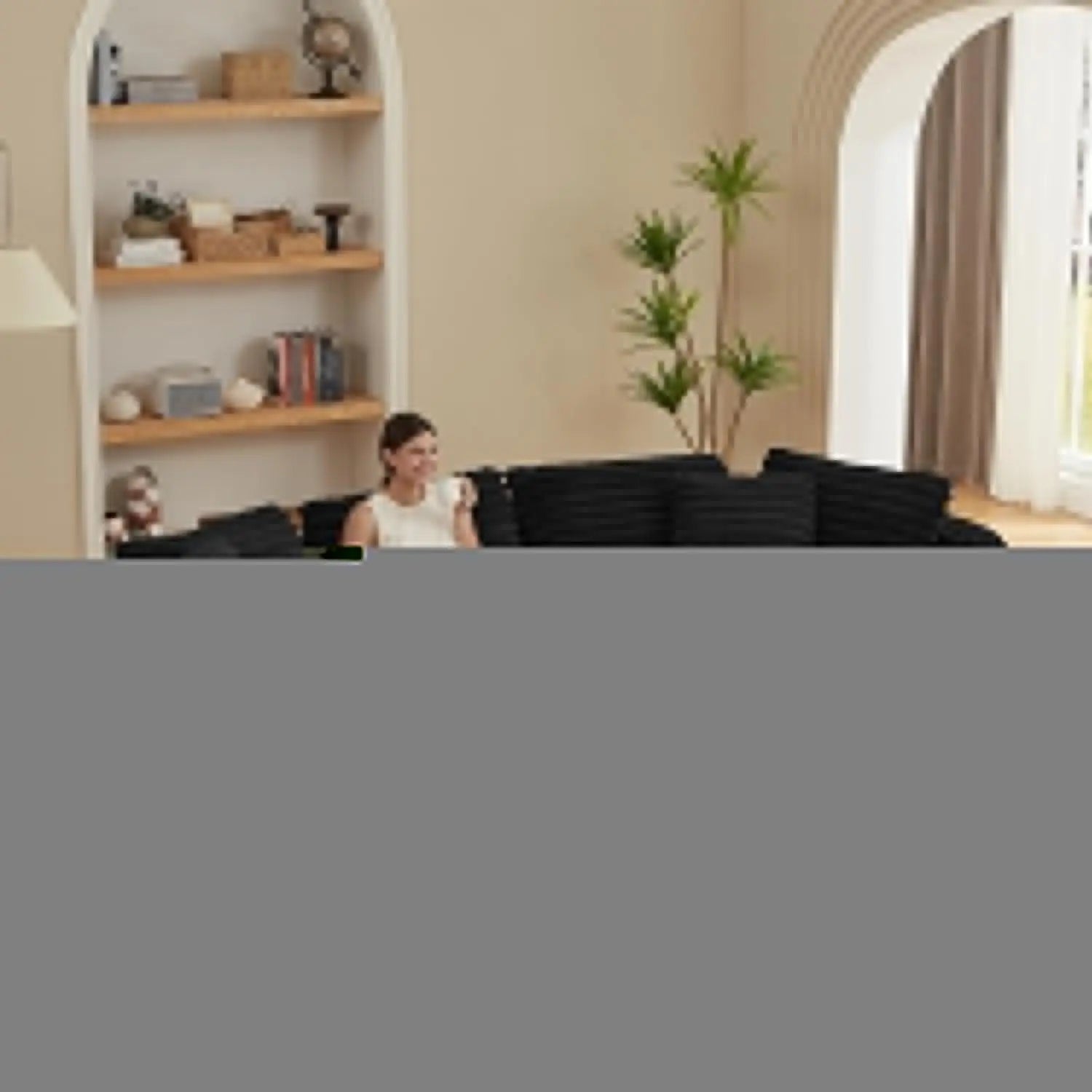 Curved Cloud Sectional Couch with Left L-Shape Chaise, Modular Boneless Sofa with Deep Seat, Upholstered Fluffy, Customized