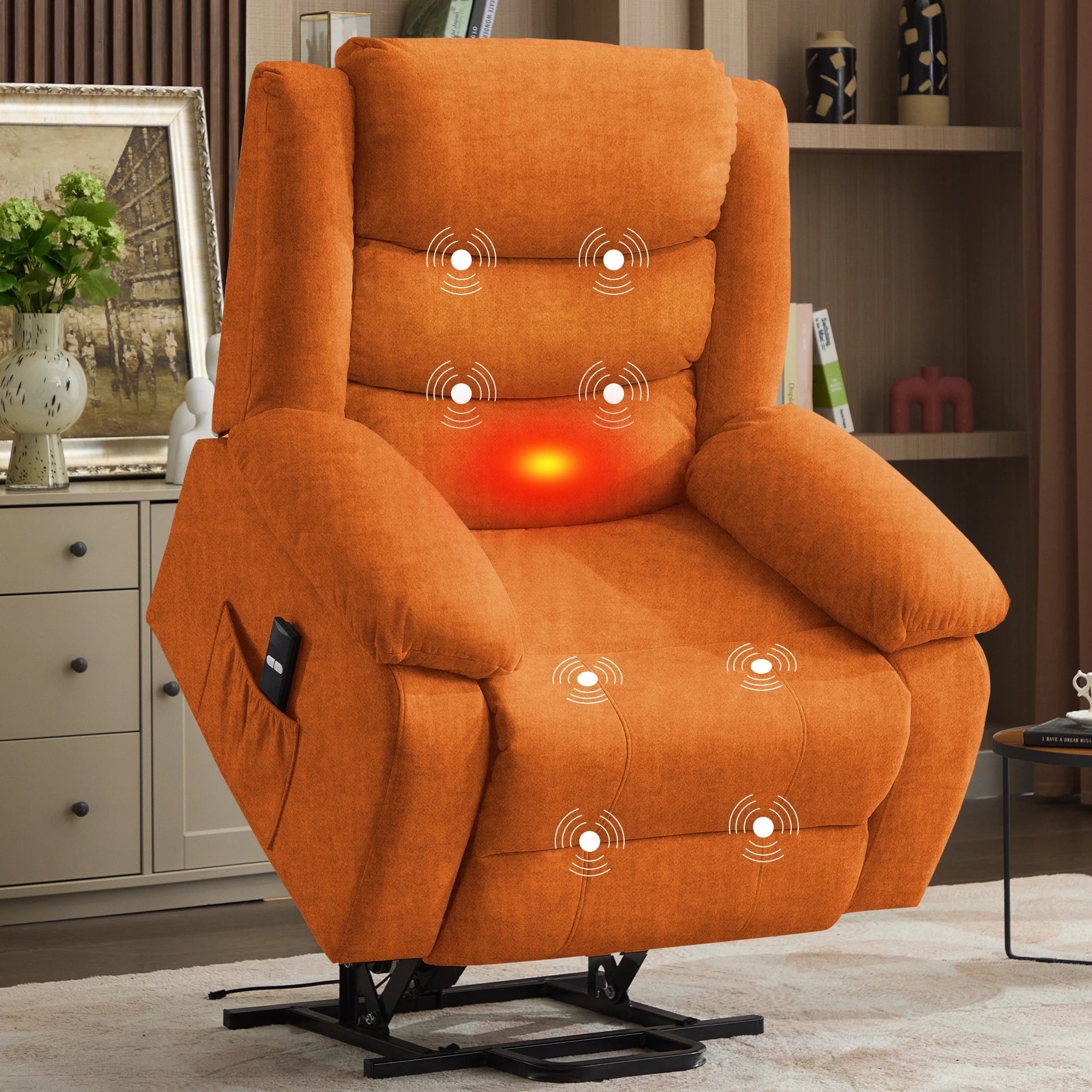 Oversized Power Electric Lift Recliner for Elderly with Massage and Heat, Extra Wide Recliner with Side Pockets for Living Room