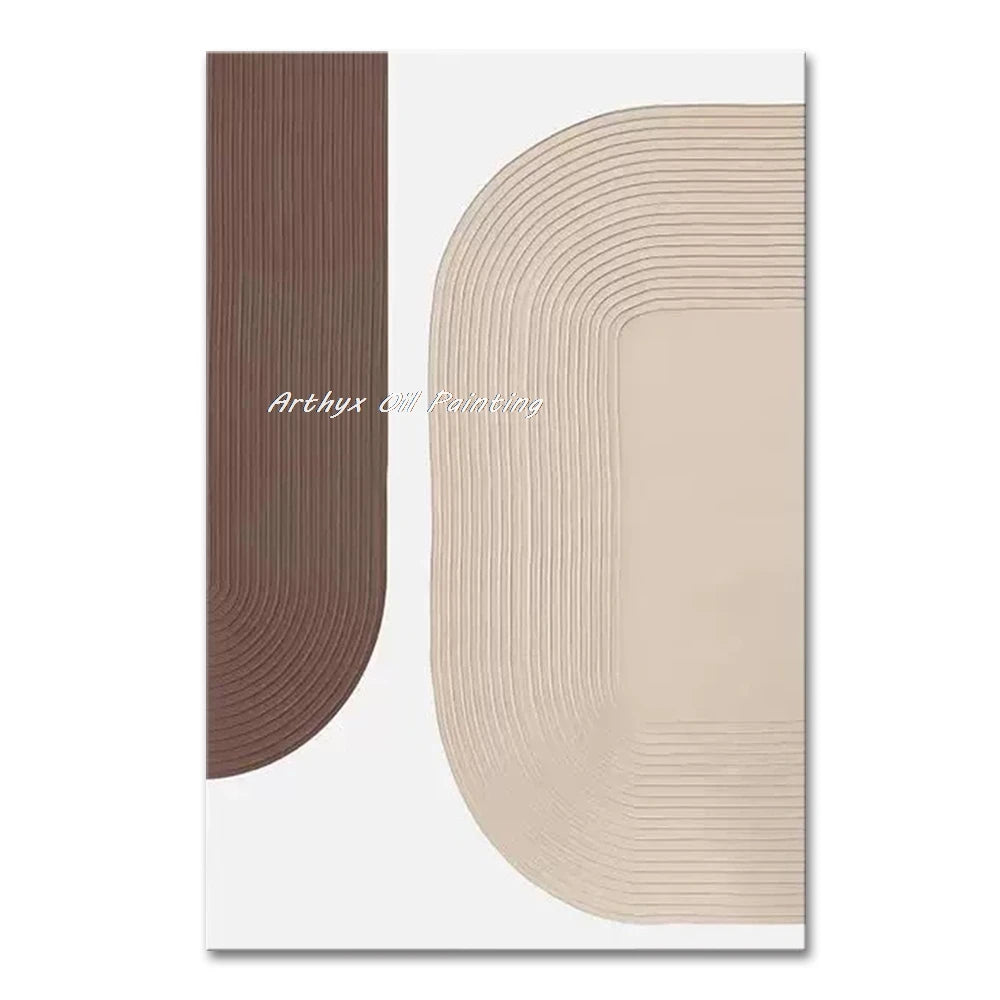 Canvas Art Beige Hand Painted Abstract