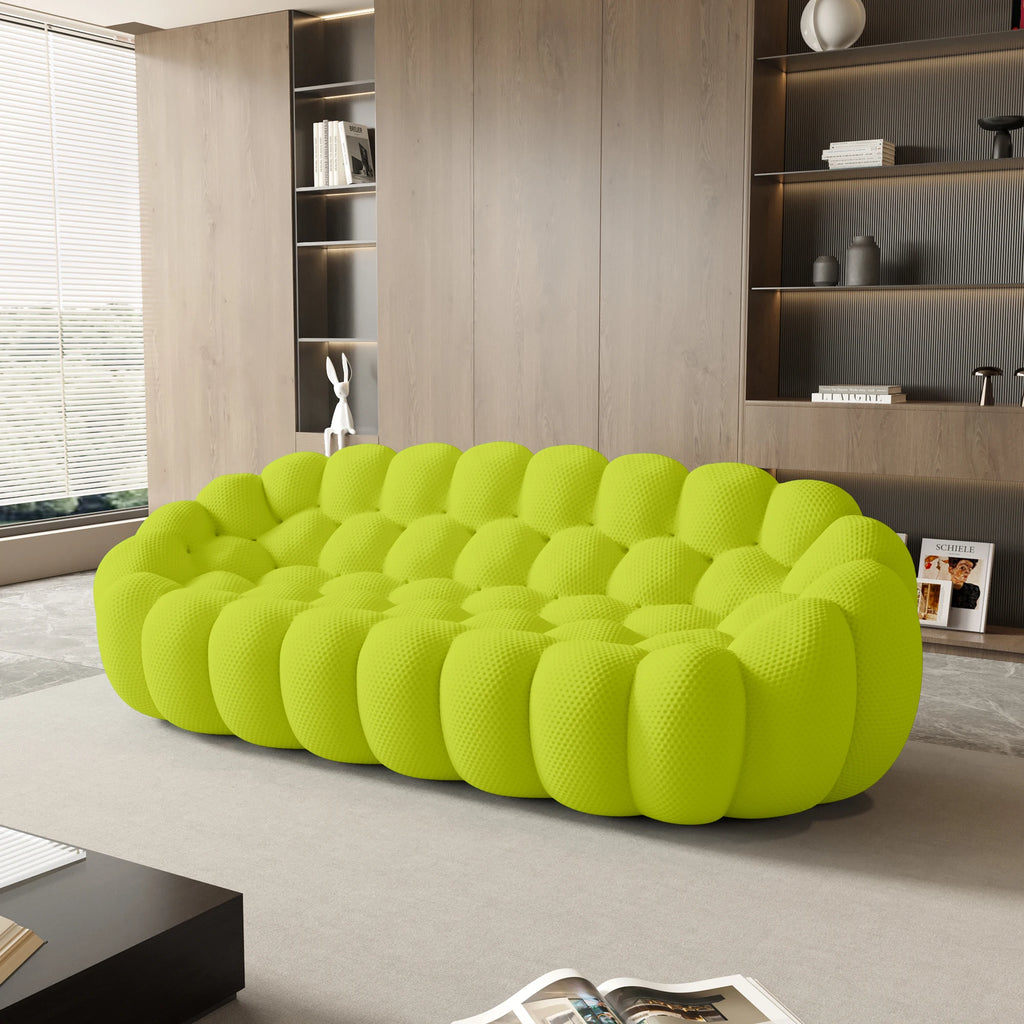 Sdorens 98'' Modern Curved Boneless Sofas for Living Room Comfy 3D Knitted Fabric 3 Seater Lazy Floor Sofa Large Bean Bag Chair