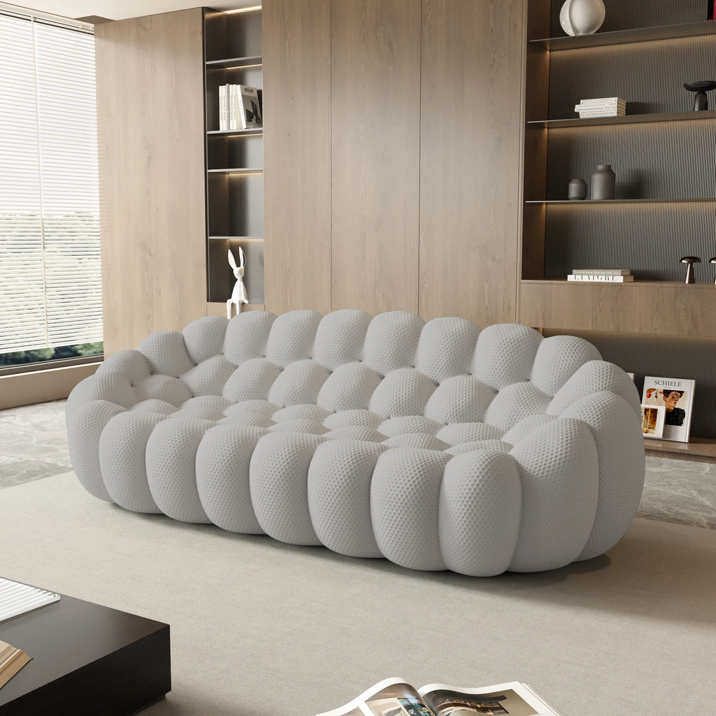 Sdorens 98'' Modern Curved Boneless Sofas for Living Room Comfy 3D Knitted Fabric 3 Seater Lazy Floor Sofa Large Bean Bag Chair