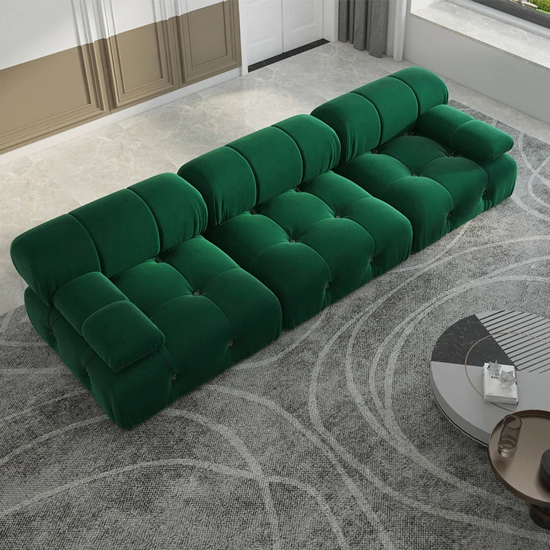 104" Minimalist Modular Sectional Sofas Modern Velvet Convertible Couches 3 Seats Living Room Sofa Sets for Office Apartment