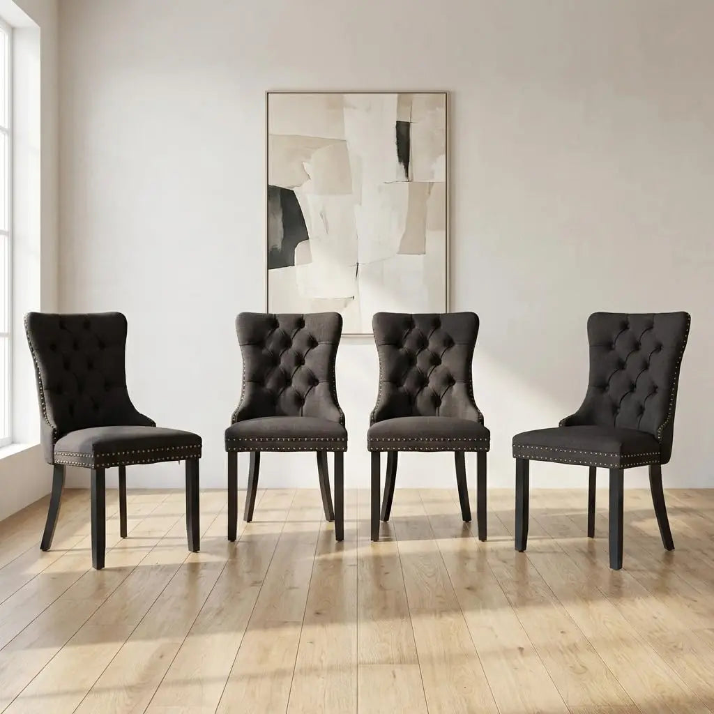 Modern Tufted Upholstered Dining Chairs Set of 4, Wine Red Velvet Dining Room Chair with Metal Legs, Sillas de, Customized