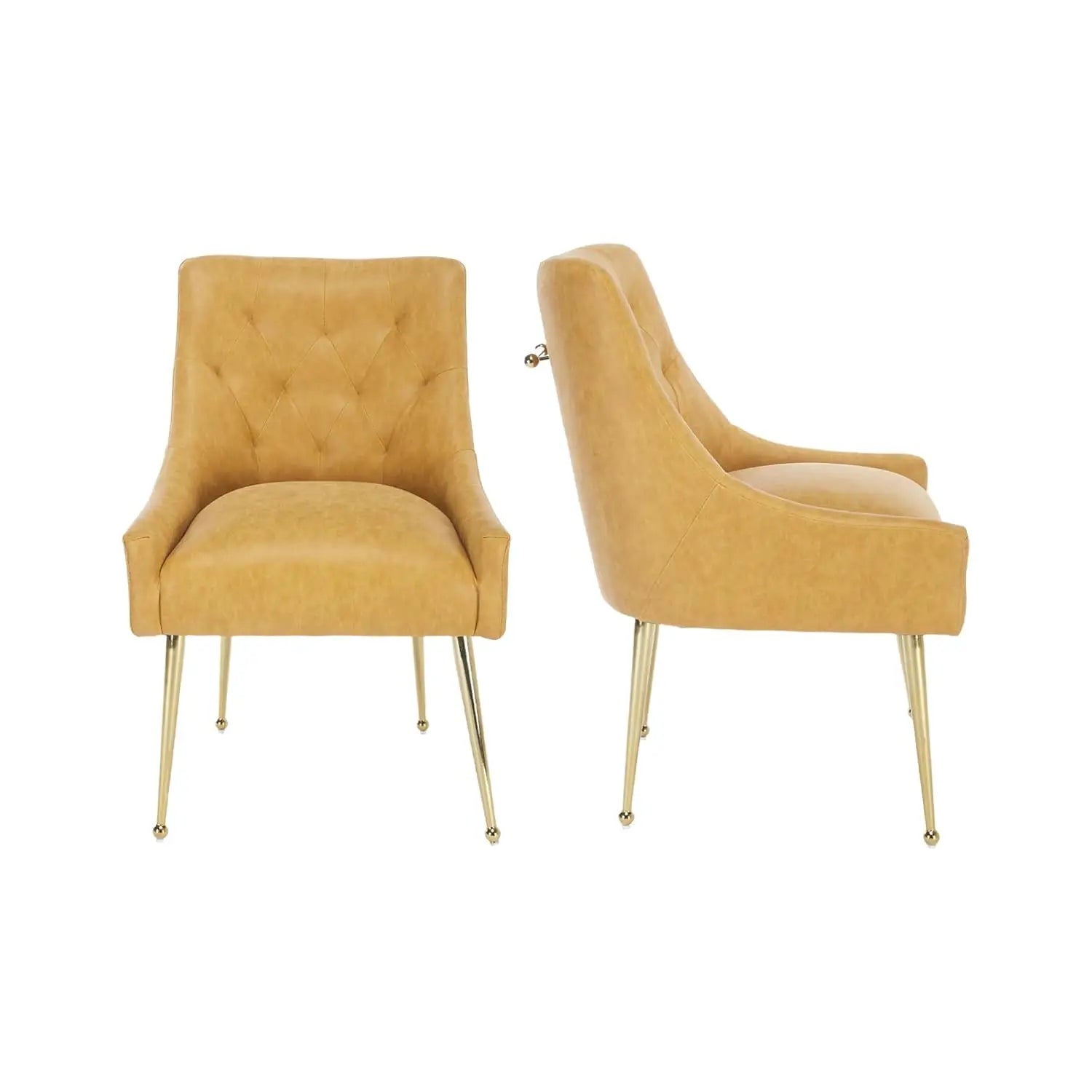 Elegant Tufted Accent Chairs for Reception, Living, Customized Dining Chair Set of 2,Modern Velvet Dining Chairs with Gold Legs