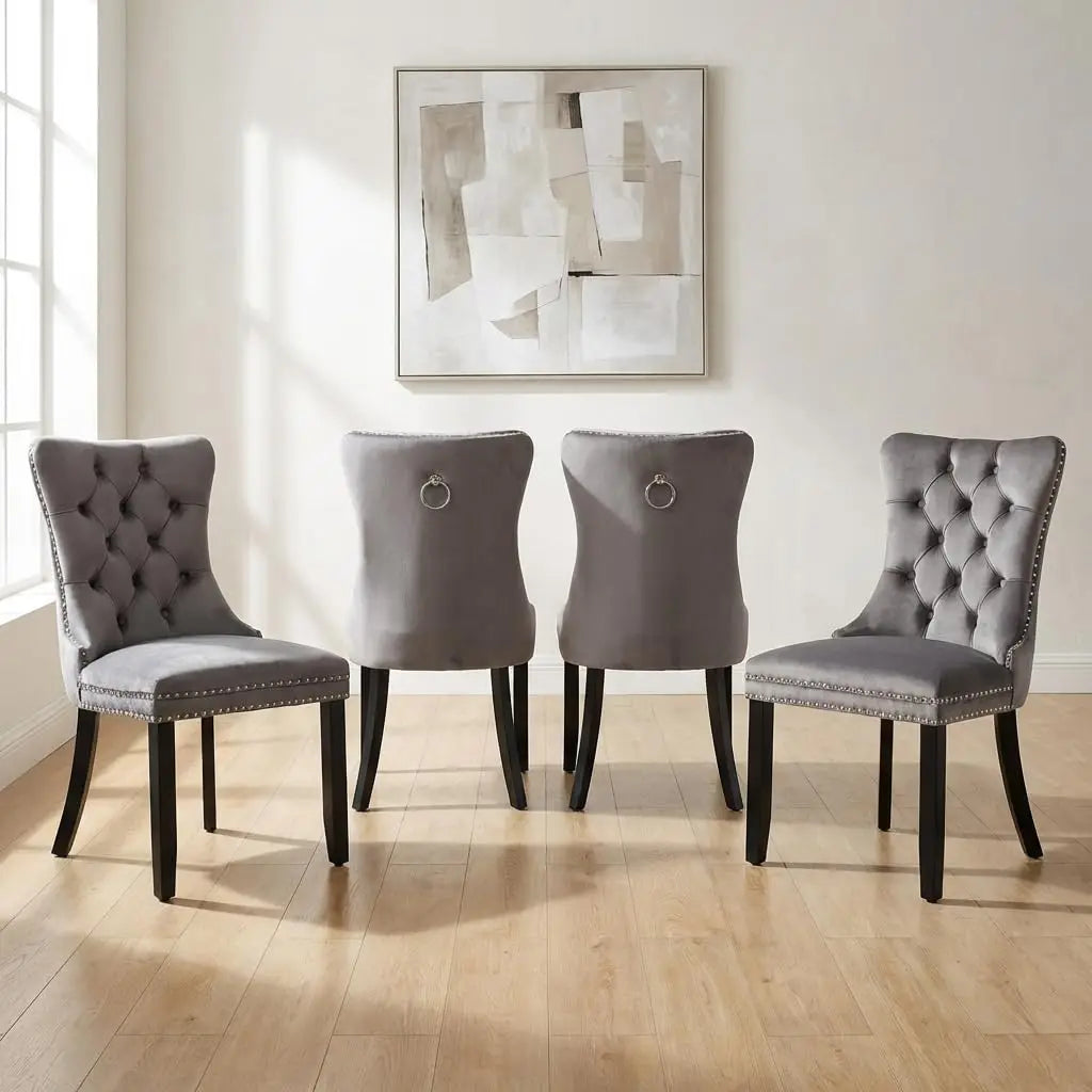 Modern Tufted Upholstered Dining Chairs Set of 4, Wine Red Velvet Dining Room Chair with Metal Legs, Sillas de, Customized