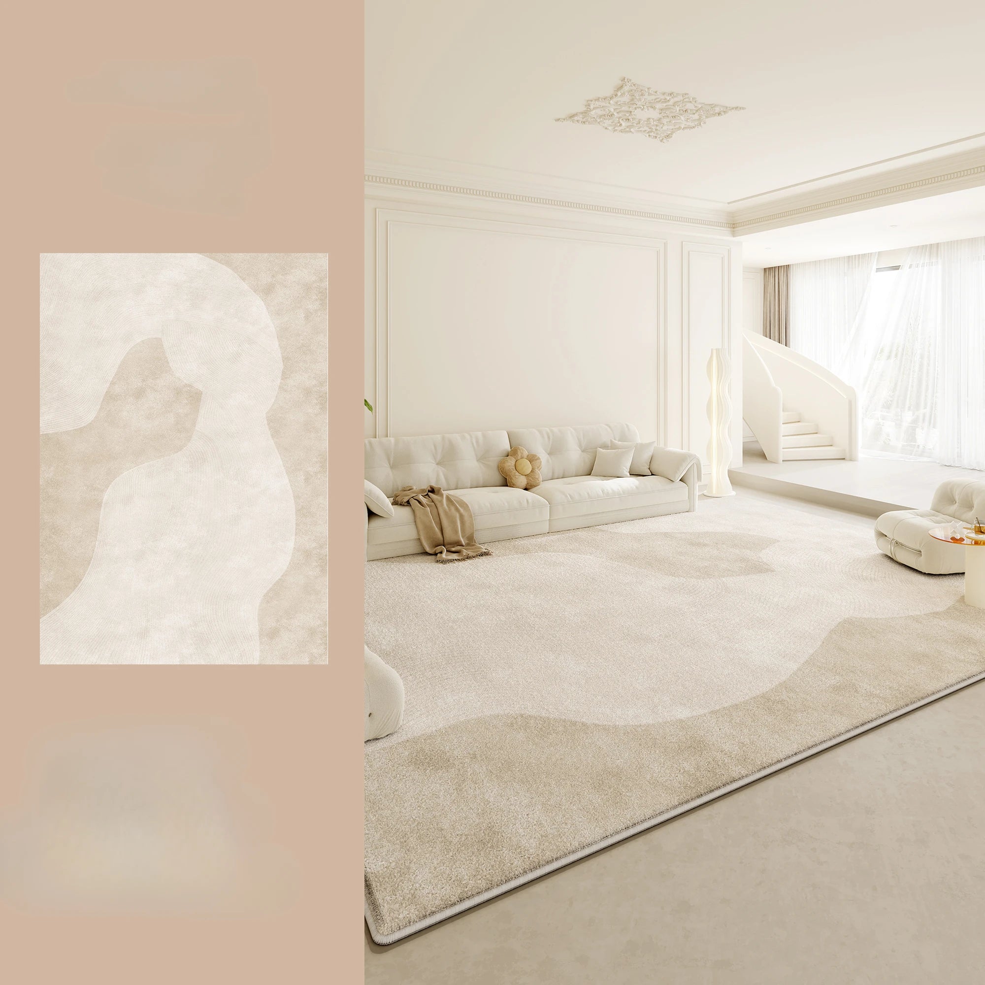 Cream Fluffy Soft Rug Thick Anti-slip