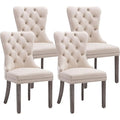 Velvet Dining Chairs Set of 4, Upholstered High-end Tufted Dining Room Chair with Nailhead Back Ring Pull Trim Solid Wood Legs,