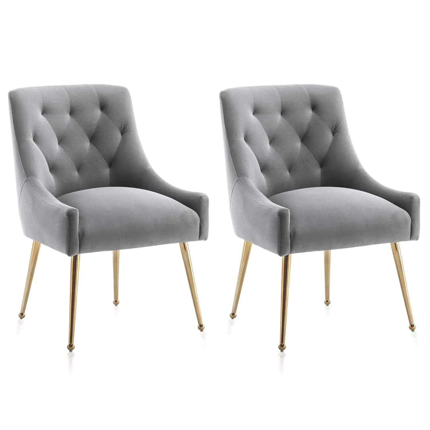 Elegant Tufted Accent Chairs for Reception, Living, Customized Dining Chair Set of 2,Modern Velvet Dining Chairs with Gold Legs