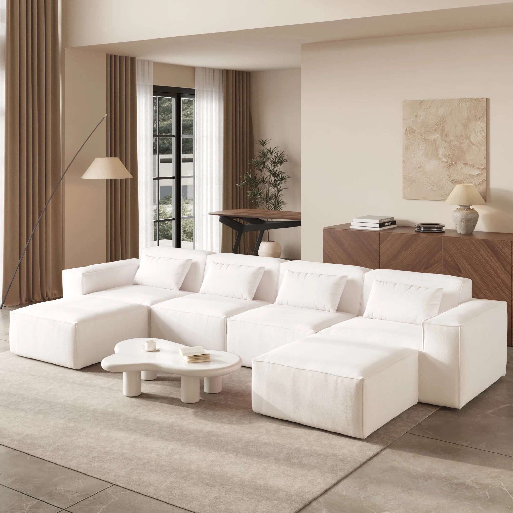 Sdorens Modular Sectional Sofa Couch for Living Room 149.62" Oversized U Shaped Cloud Couch with 2 Ottomans No Assembly Required