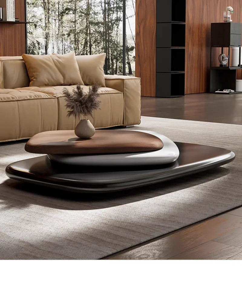 Rotating Coffee Table, Villa Italian Minimalist Italian Designer Creative Floating Tea Table for Large Apartments, High Quality