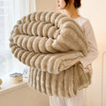 Wide Striped Flannel Pattern Multifunctional Blanket