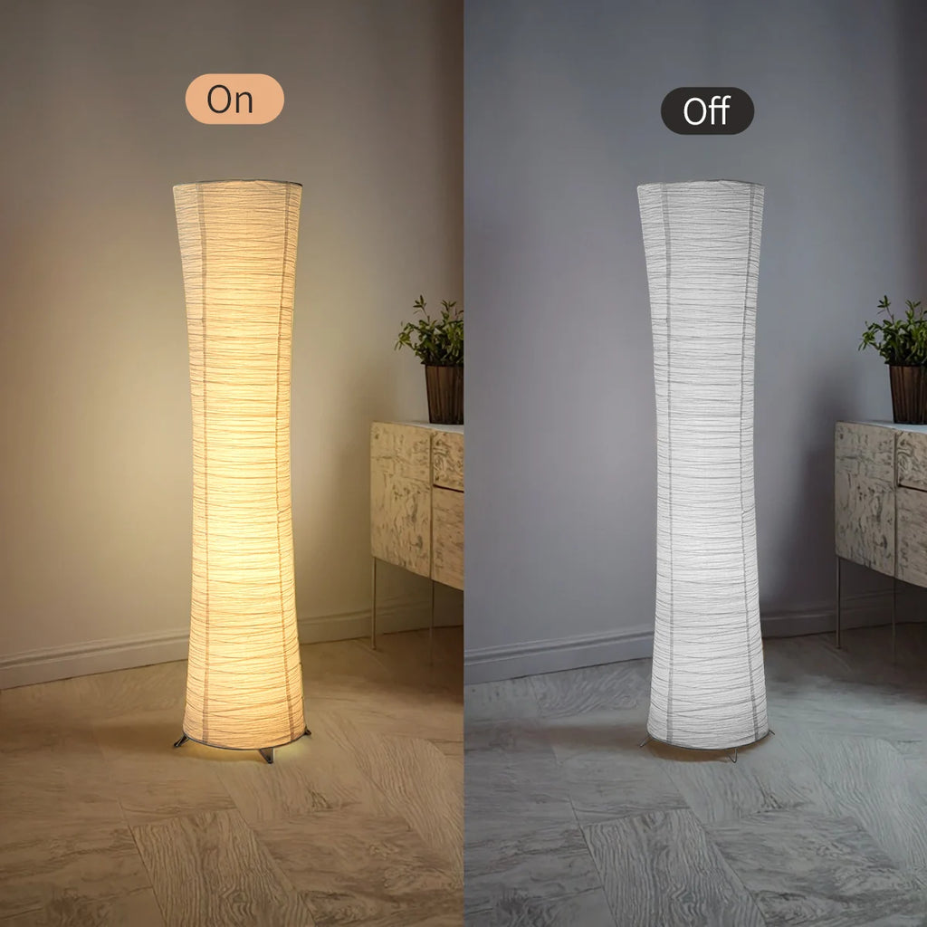 Paper floor lamp, paper and chrome-plated standing lamp, LED light strip, living room and bedroom decoration, festival lantern,