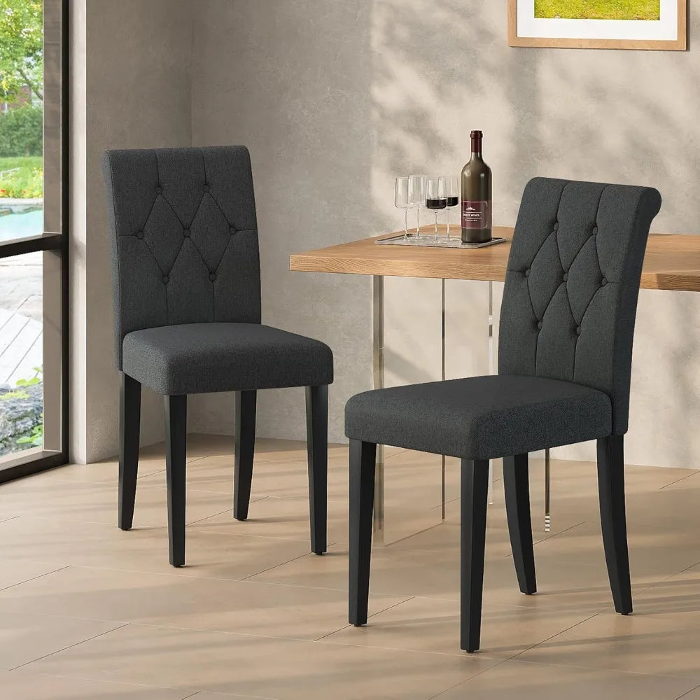 Upholstered Dining Chairs Set of 4, Button Tufted Parsons Dining Chair with Solid Wood Legs, Modern Fabric Side, Customized