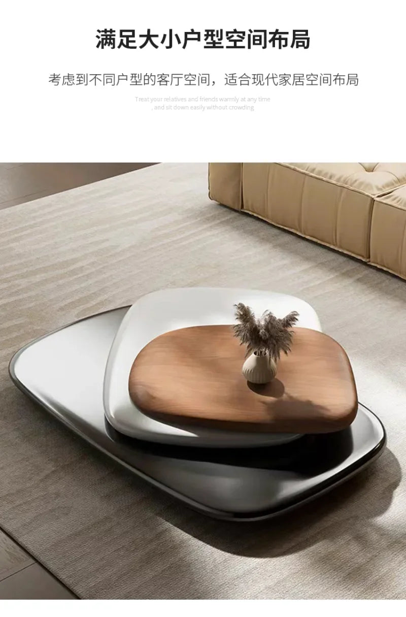 Rotating Coffee Table, Villa Italian Minimalist Italian Designer Creative Floating Tea Table for Large Apartments, High Quality