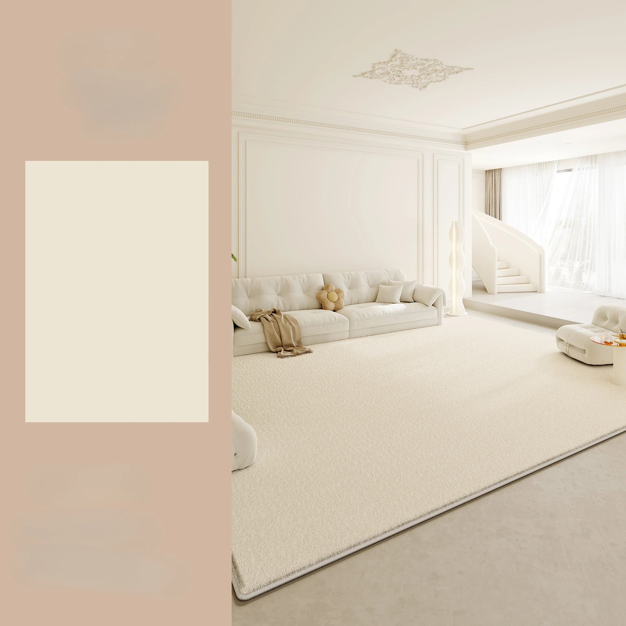 Cream Fluffy Soft Rug Thick Anti-slip
