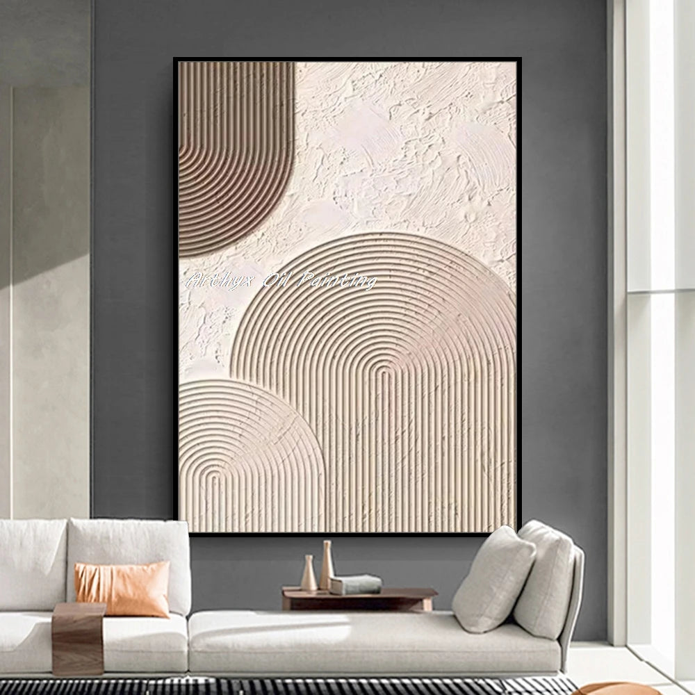 Canvas Art Beige Hand Painted Abstract