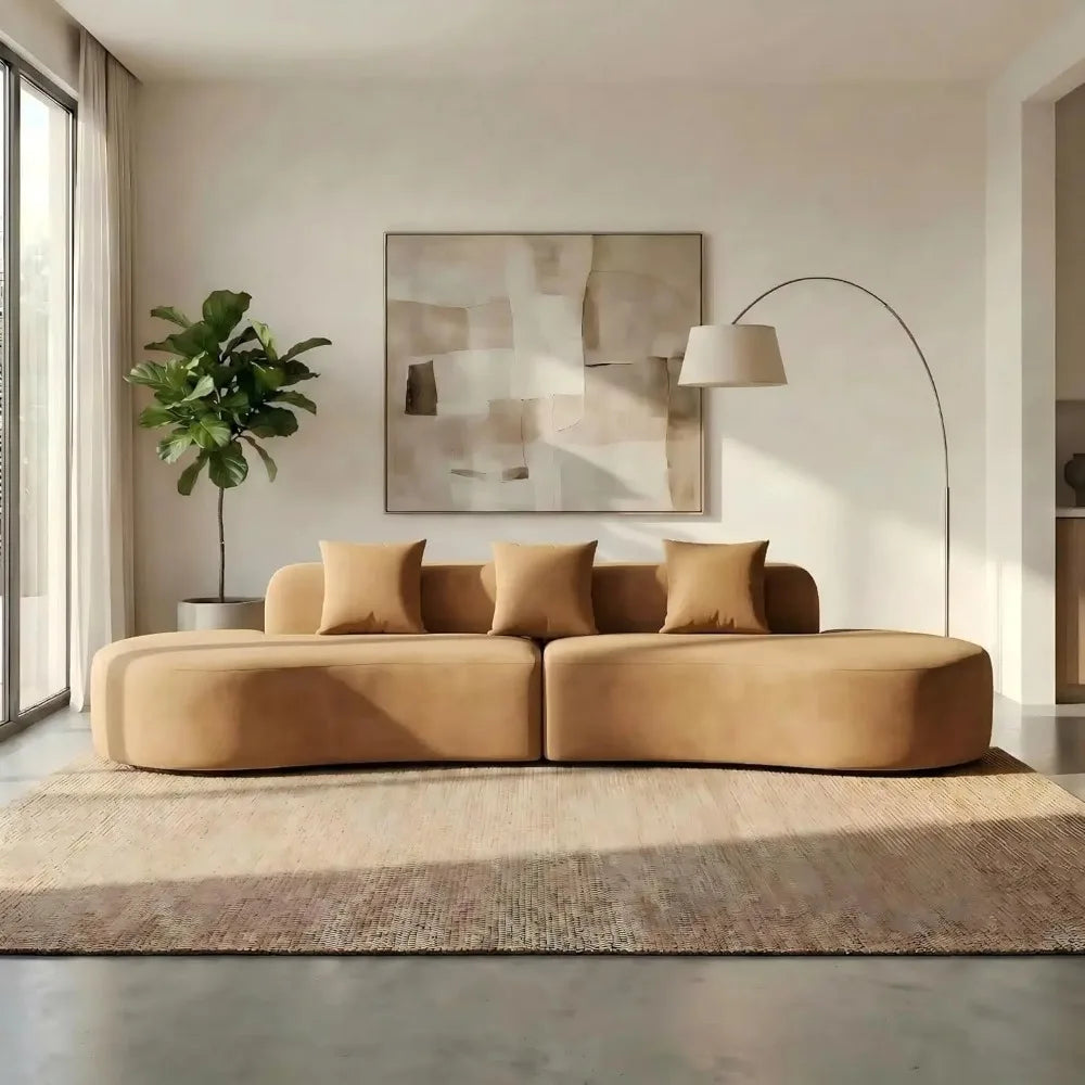 130" Modular Sectional Sofa, Modern Curved Terrycloth Cloud Couch Sectional, Oversized Sectional Sofa with 3, Customized