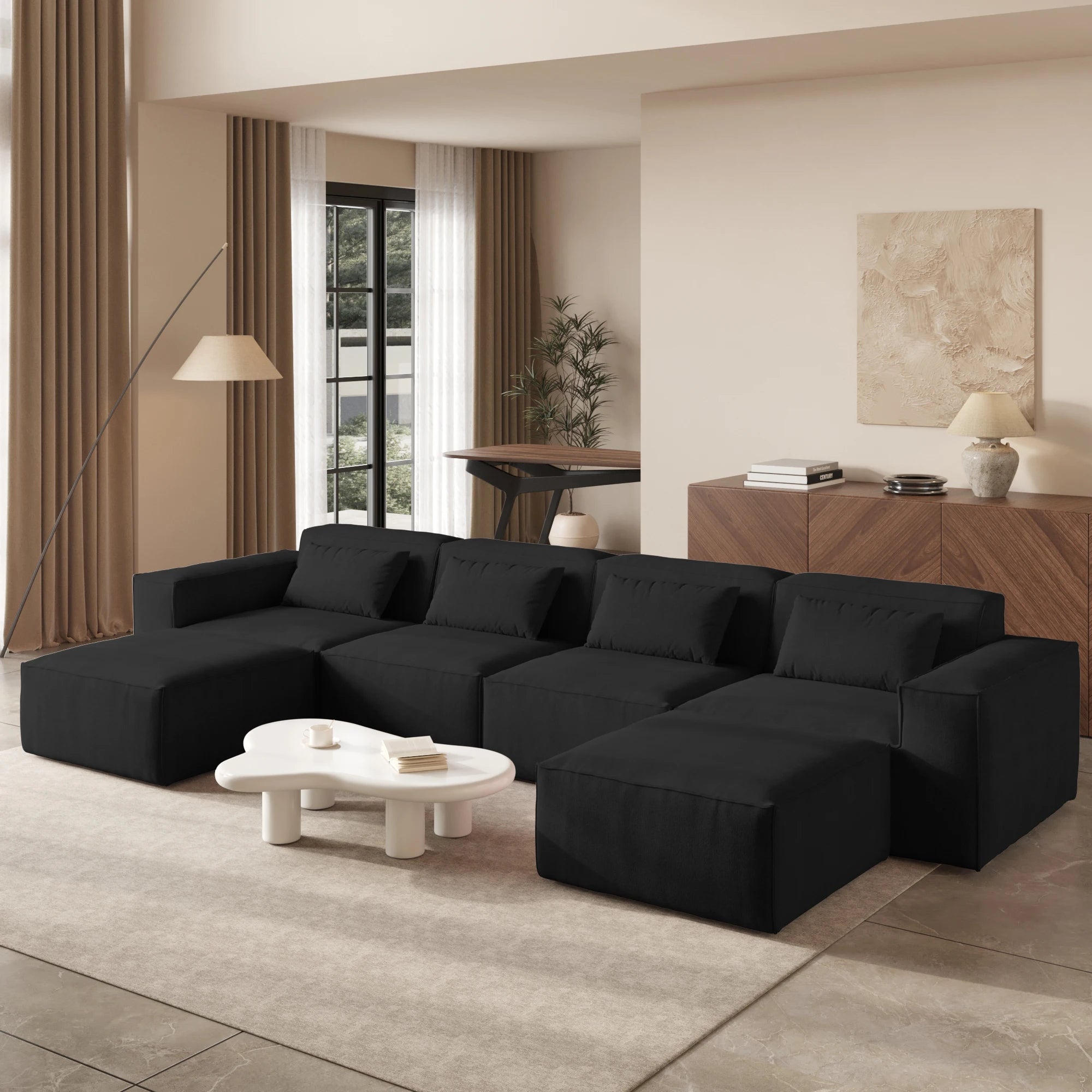 Sdorens Modular Sectional Sofa Couch for Living Room 149.62" Oversized U Shaped Cloud Couch with 2 Ottomans No Assembly Required