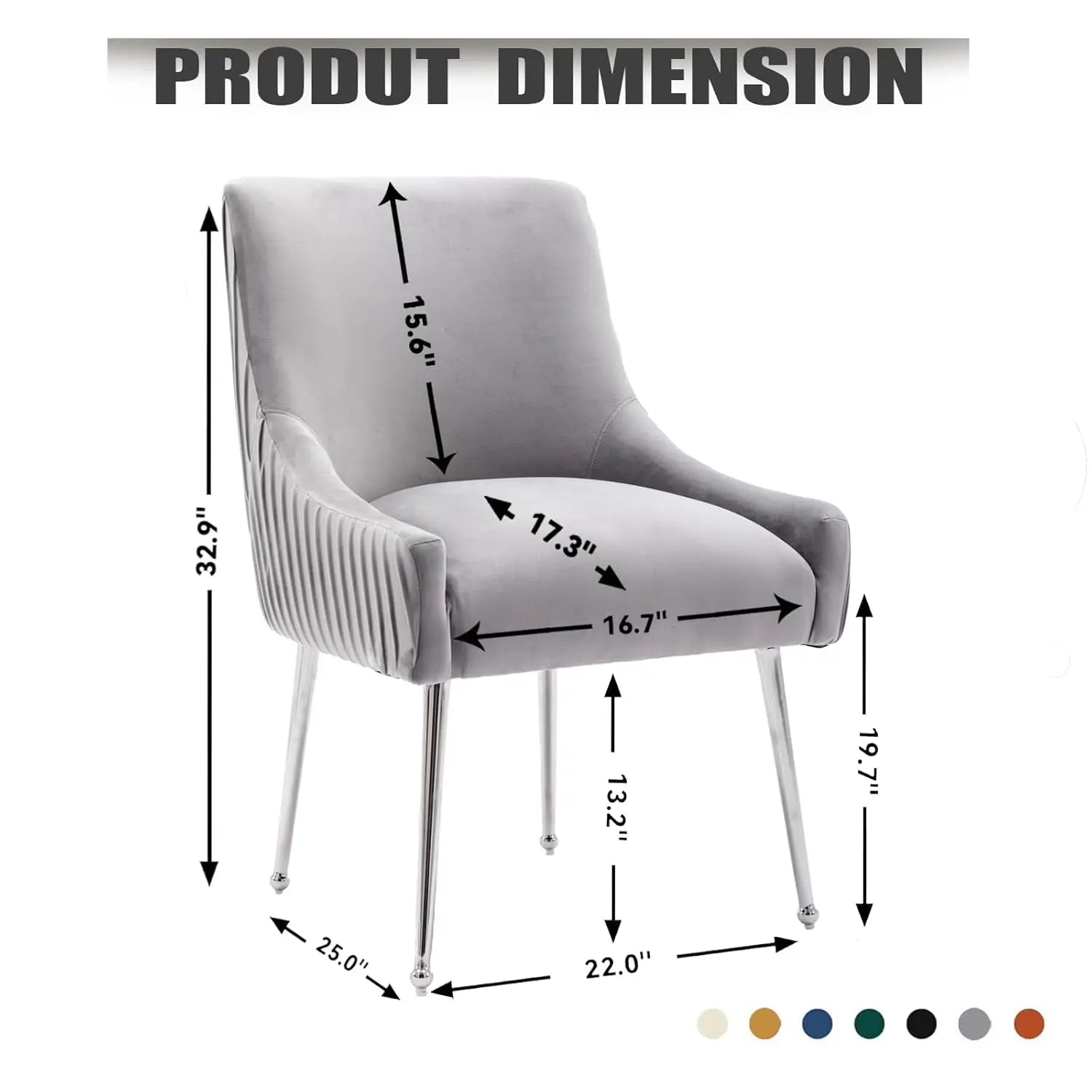 Dining Chairs Modern Style Velvet Upholstered Accent Chair Vanity Chair with Vertical Bar Tufted Chair with Silver, Customized