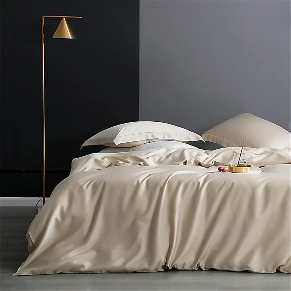 Sondeson Nature 100% Silk Dark Blue Bedding Set Healthy Skin Beauty Queen King Duvet Cover Set Flat Sheet Pillowcase Bed Linen