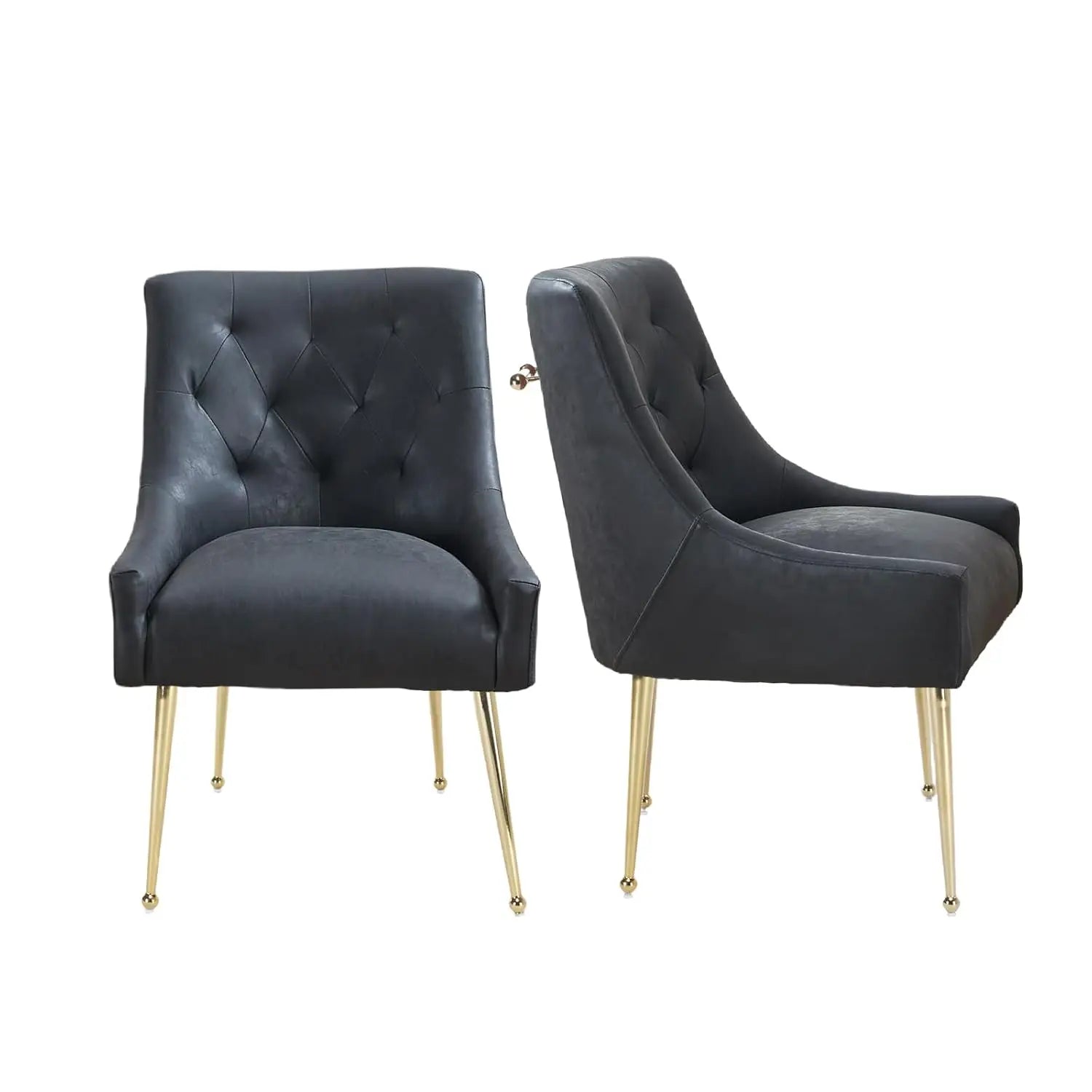 Elegant Tufted Accent Chairs for Reception, Living, Customized Dining Chair Set of 2,Modern Velvet Dining Chairs with Gold Legs