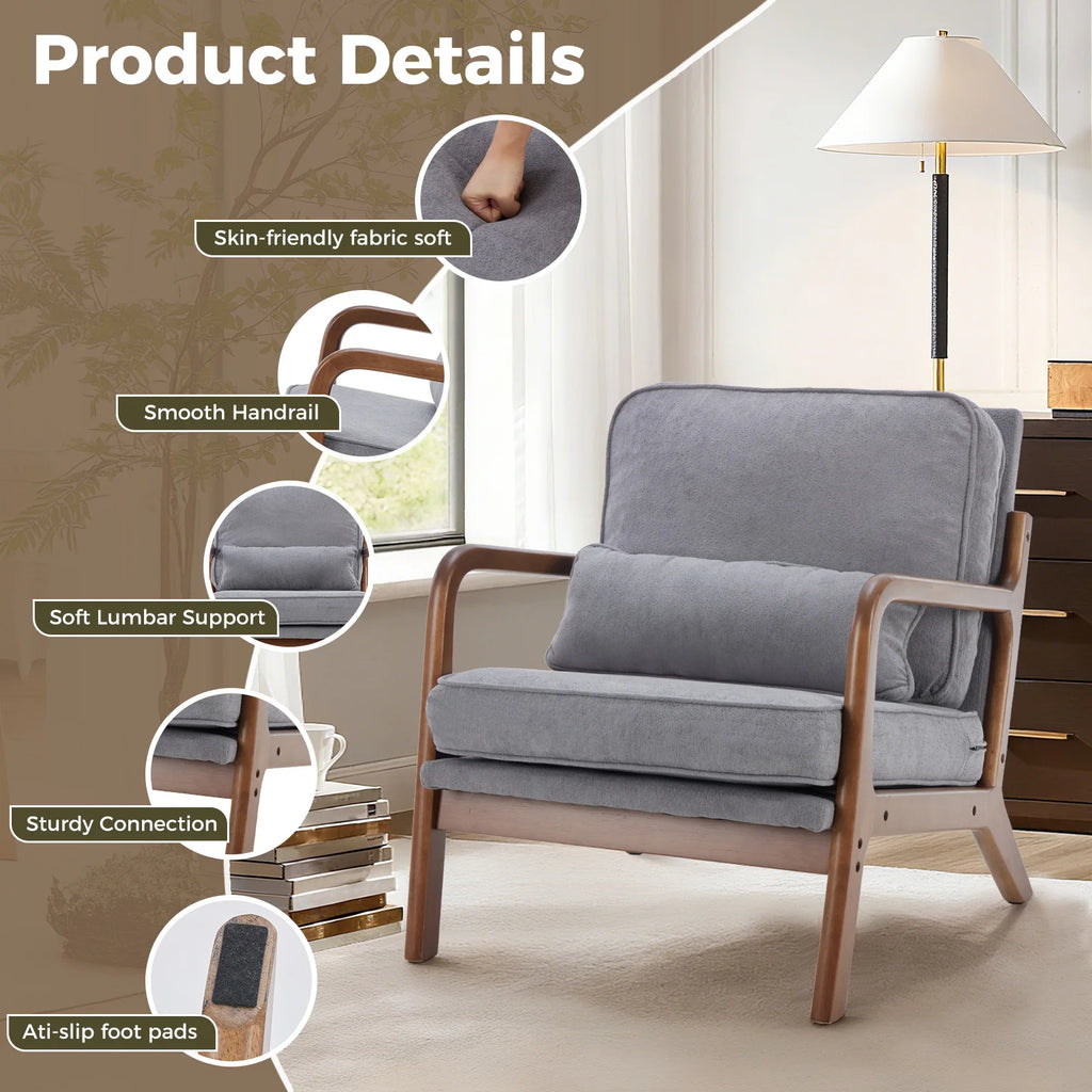 Solid Wooden Frame Accent Chair