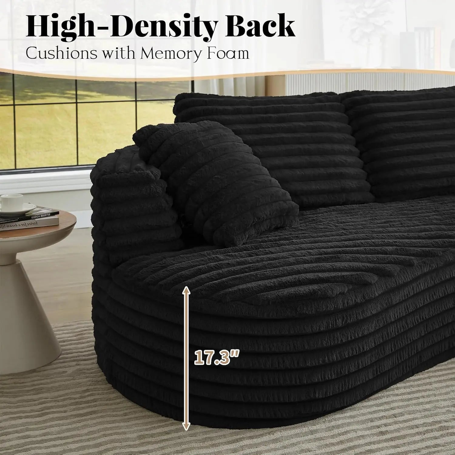Curved Cloud Sectional Couch with Left L-Shape Chaise, Modular Boneless Sofa with Deep Seat, Upholstered Fluffy, Customized