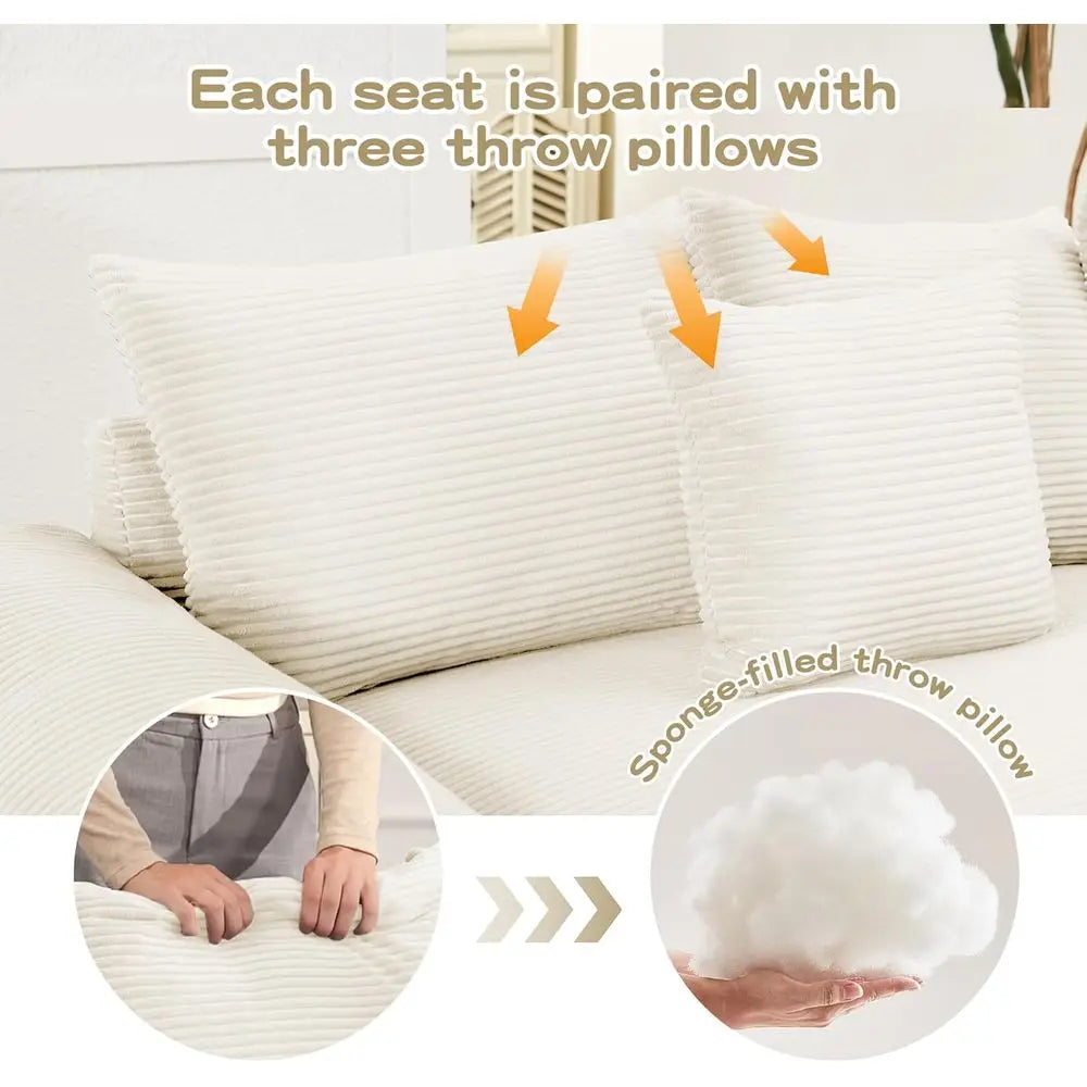 Large Plush Corduroy Accent Chair with Ottoman, Cloud-Soft Single Sofa, and Comfortable Indoor Chaise Lounge Chairs