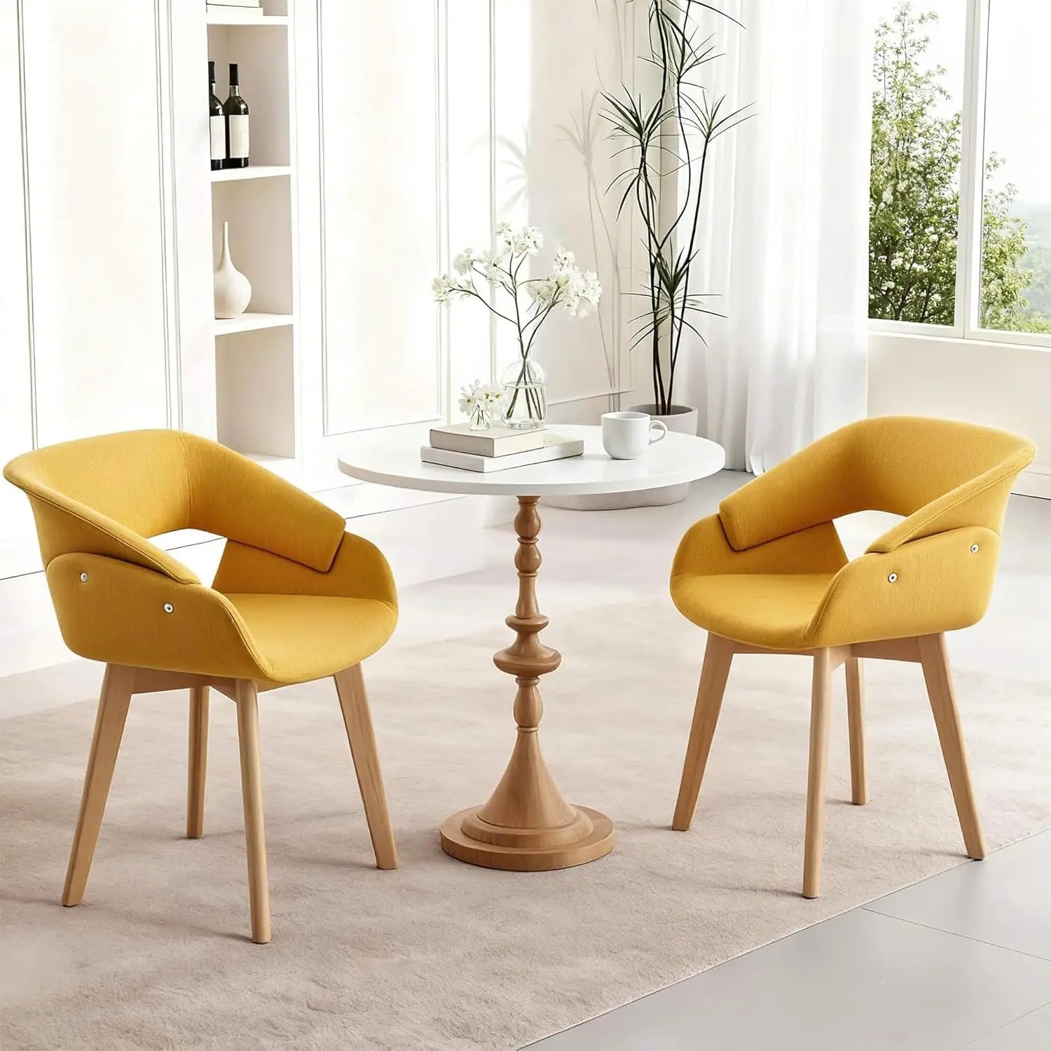 Dining Chairs Set of 2, Modern Upholstered Kitchen Chairs with Fabric Cushion and Solid Wood Legs for Dining Room, Customized