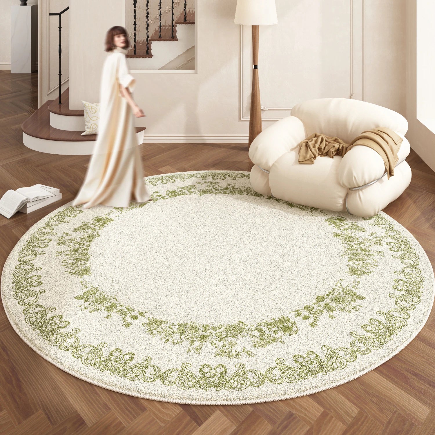 European Style Plush Round Carpet Washable