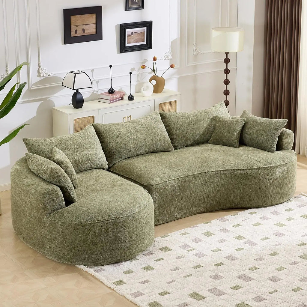 126.4" Oversized L-Shaped Boneless Sofa, Deep Seat Sectional Couch with Curved Seat Design and 7 Pillows,, Customized
