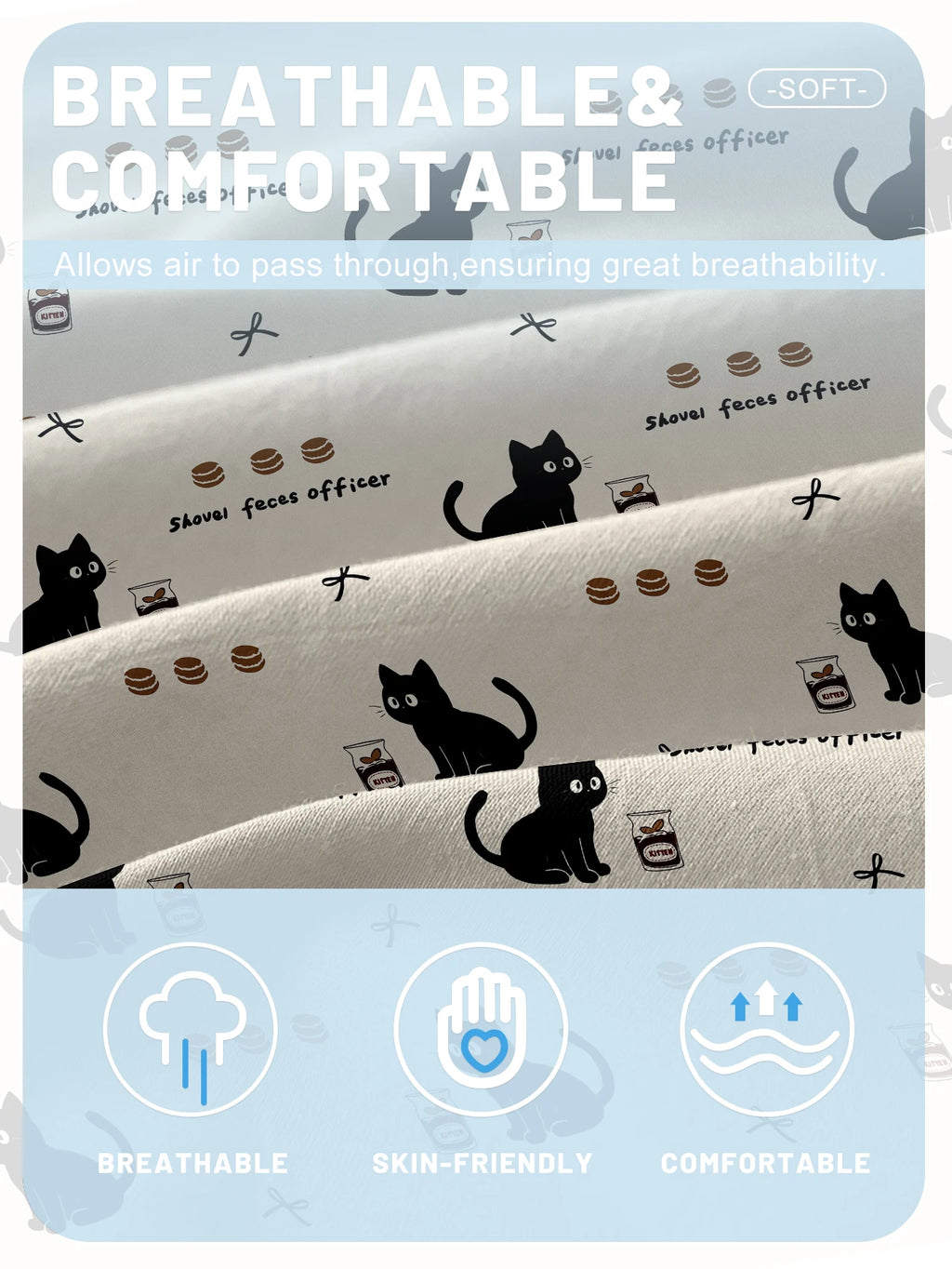 1 Cartoon Cute animal Cat printed matte Fitted Sheet, bedroom printed bed cover, bedding (excluding pillowcases)
