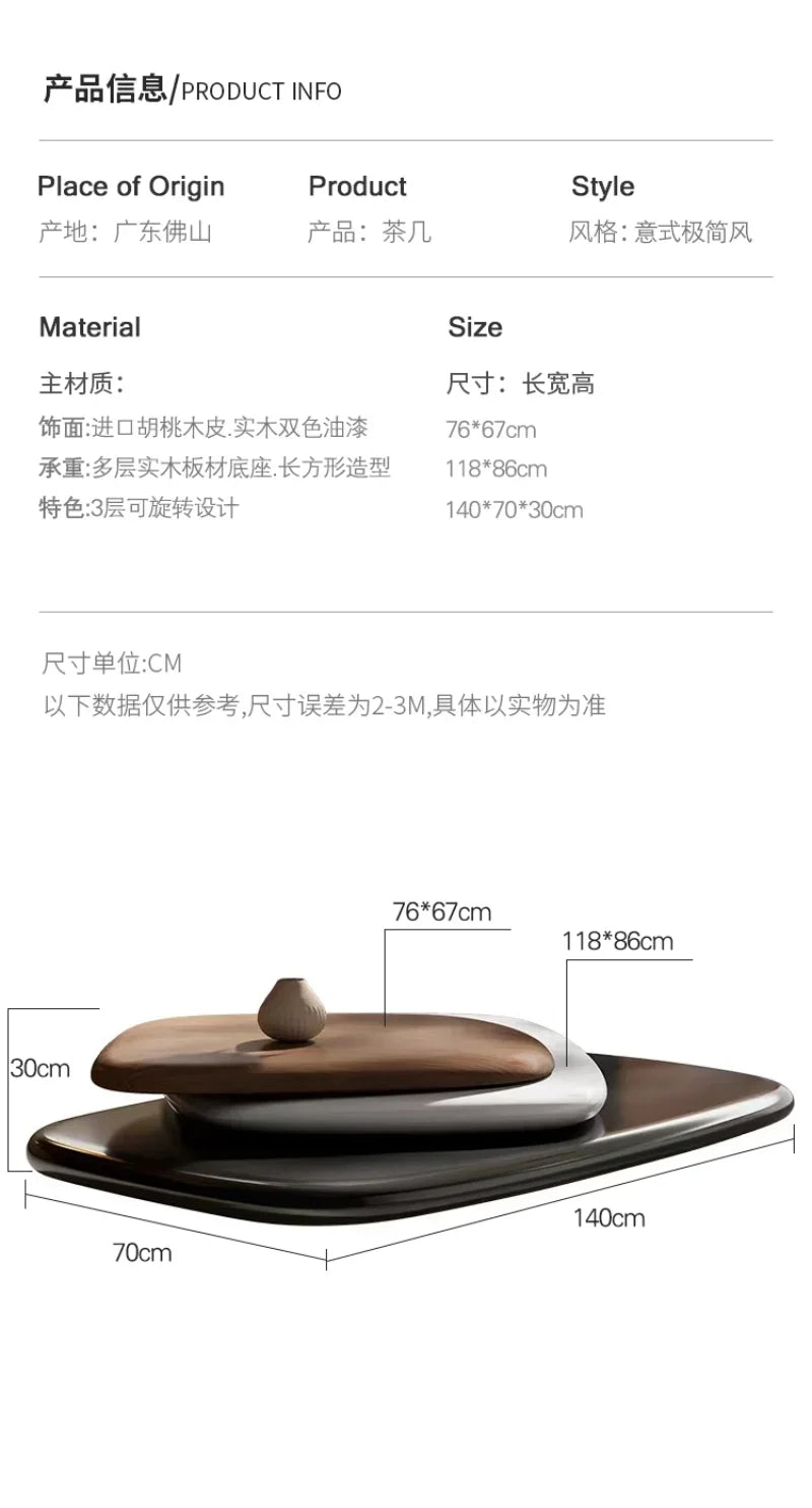 Rotating Coffee Table, Villa Italian Minimalist Italian Designer Creative Floating Tea Table for Large Apartments, High Quality
