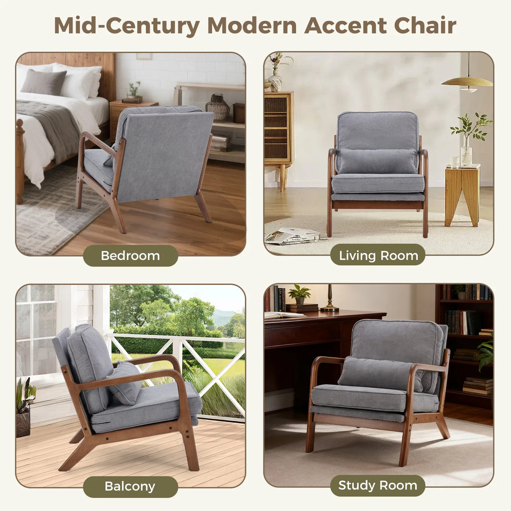 Solid Wooden Frame Accent Chair