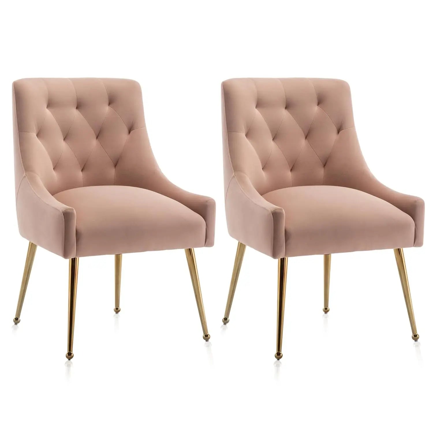 Elegant Tufted Accent Chairs for Reception, Living, Customized Dining Chair Set of 2,Modern Velvet Dining Chairs with Gold Legs