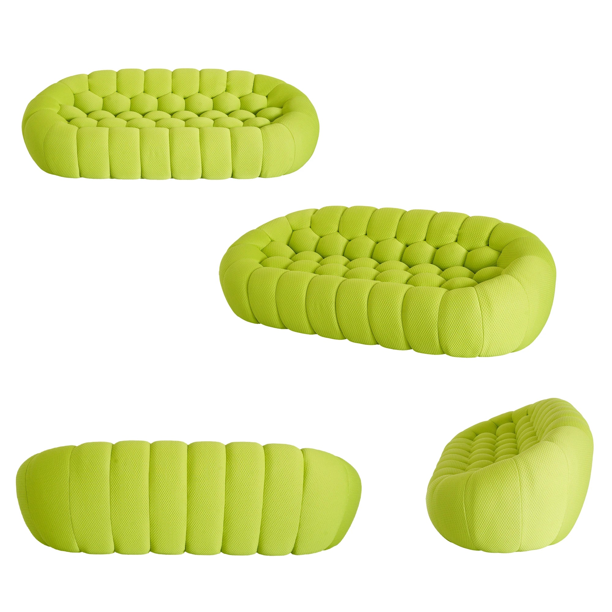 Sdorens 98'' Modern Curved Boneless Sofas for Living Room Comfy 3D Knitted Fabric 3 Seater Lazy Floor Sofa Large Bean Bag Chair