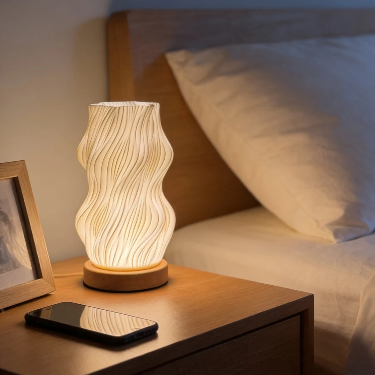 Modern creative 3D printed desk lamp, USB dimmable night light, perfect for bedroom, living room, dormitory decoration and light