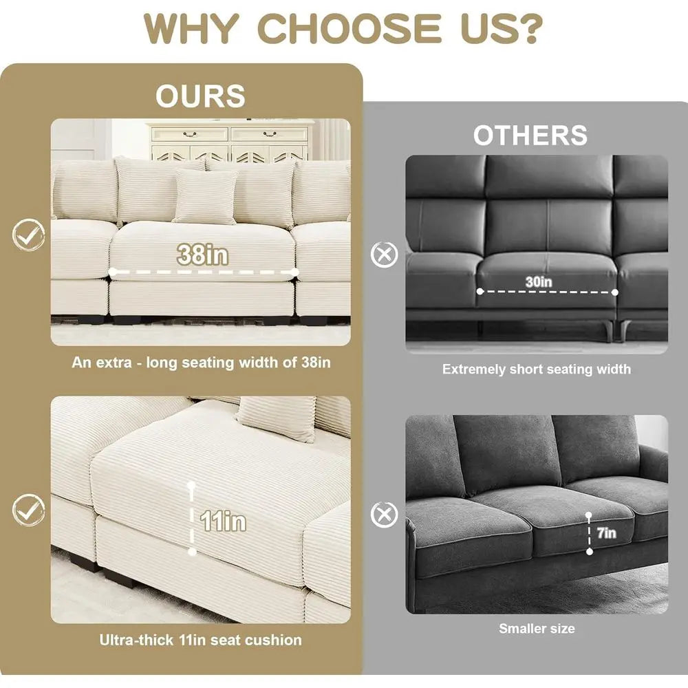 Large Plush Corduroy Accent Chair with Ottoman, Cloud-Soft Single Sofa, and Comfortable Indoor Chaise Lounge Chairs