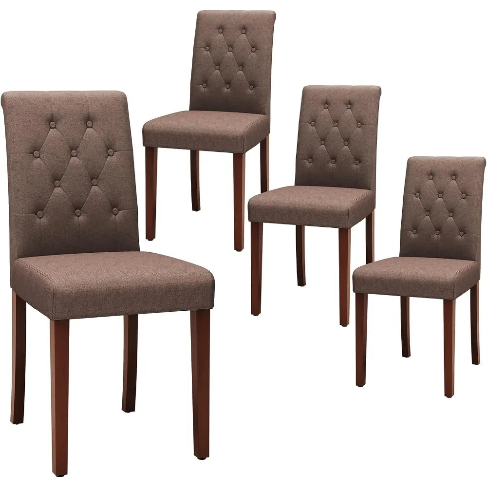 Dining Chairs Set of 2/4, Button-Tufted Parsons Design Upholstered Fabric Chairs with Solid Wood Legs, for Dining Room