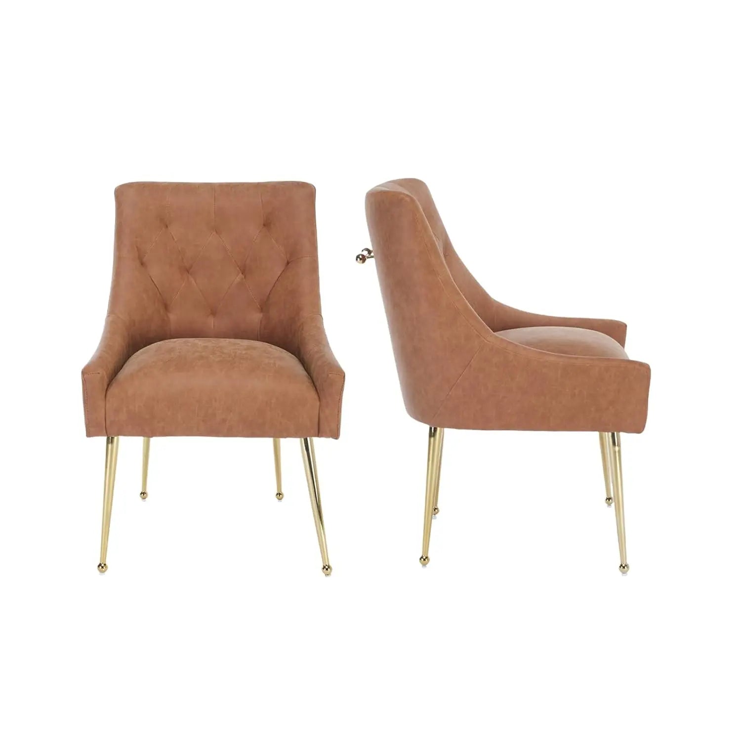 Elegant Tufted Accent Chairs for Reception, Living, Customized Dining Chair Set of 2,Modern Velvet Dining Chairs with Gold Legs
